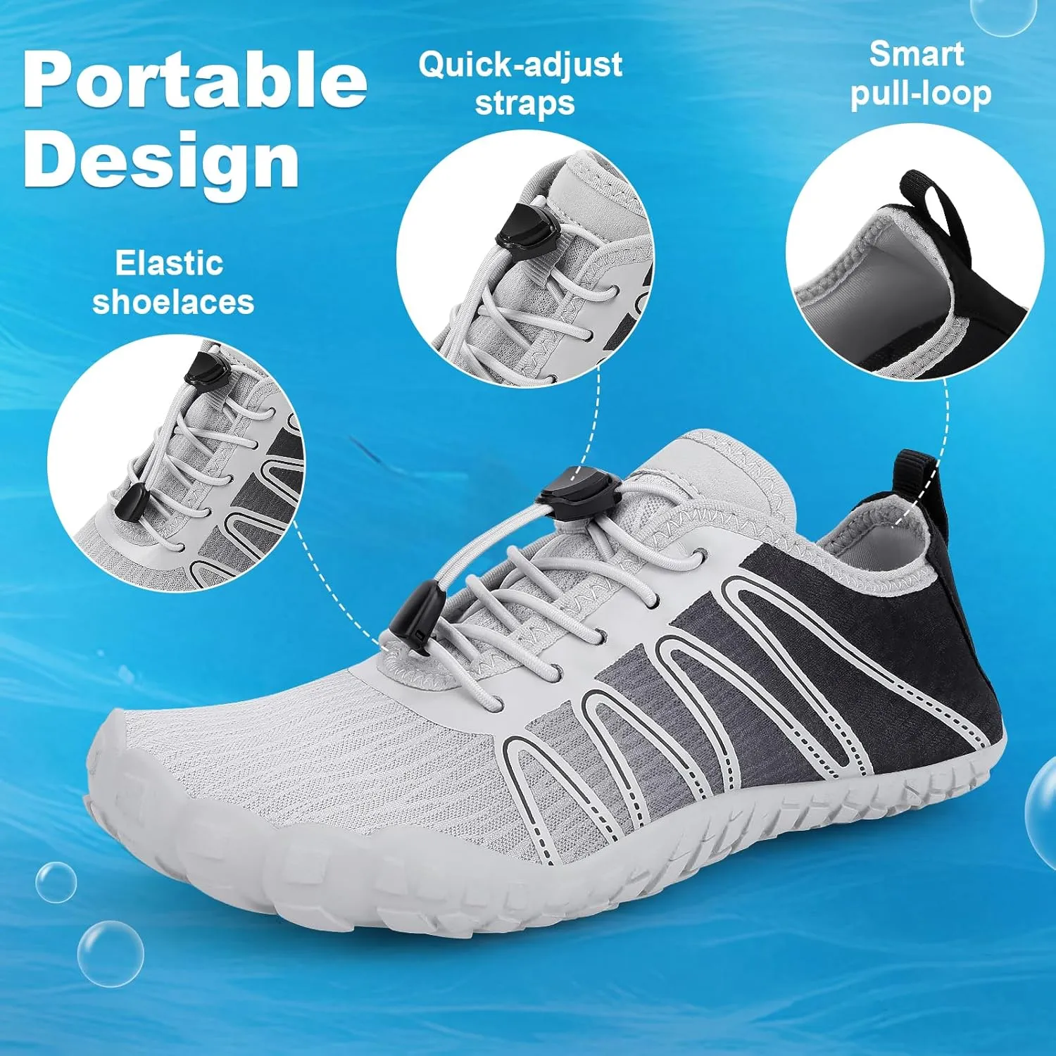 Hike Barefoot Shoes Women Men Footwear Wide Toe Quick-Dry Pro Barefoot Beach Swim Minimalist Grounding Shoes Breathable Non-Slip Grounded Footwear for Walking Kayaking Hiking Surfing