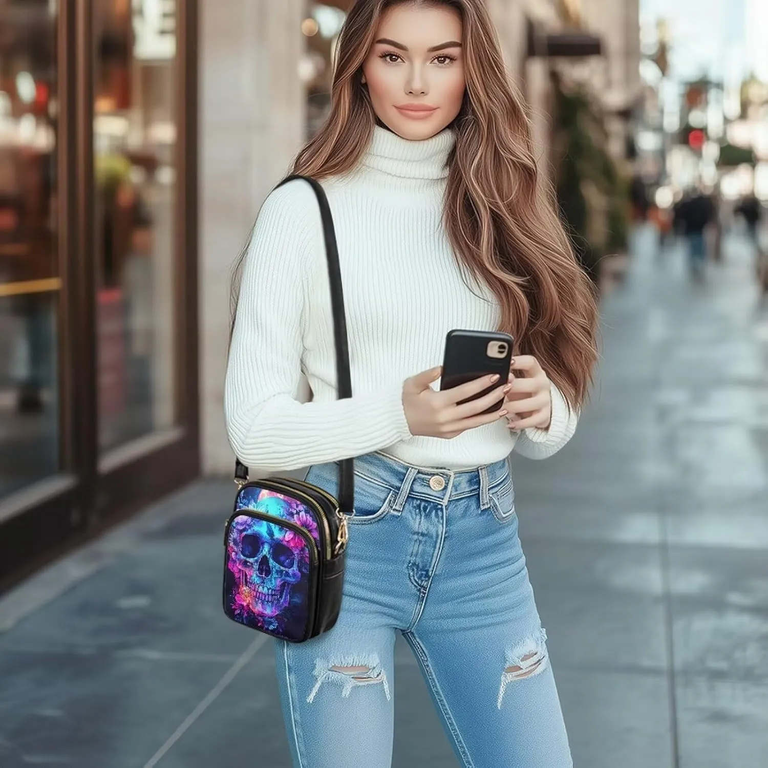 HUGS IDEA Anti Theft Small Sling Bag for Women Cross Body Bag Leather Wallet for Women Work Travel