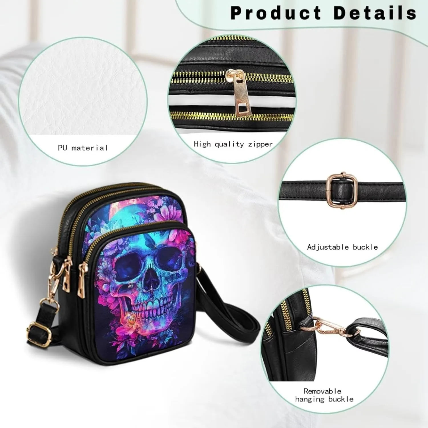 HUGS IDEA Anti Theft Small Sling Bag for Women Cross Body Bag Leather Wallet for Women Work Travel