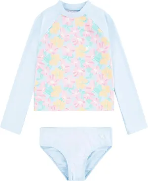 Hurley Girls Long Sleeve Rash Guard 2-Piece Swimsuit