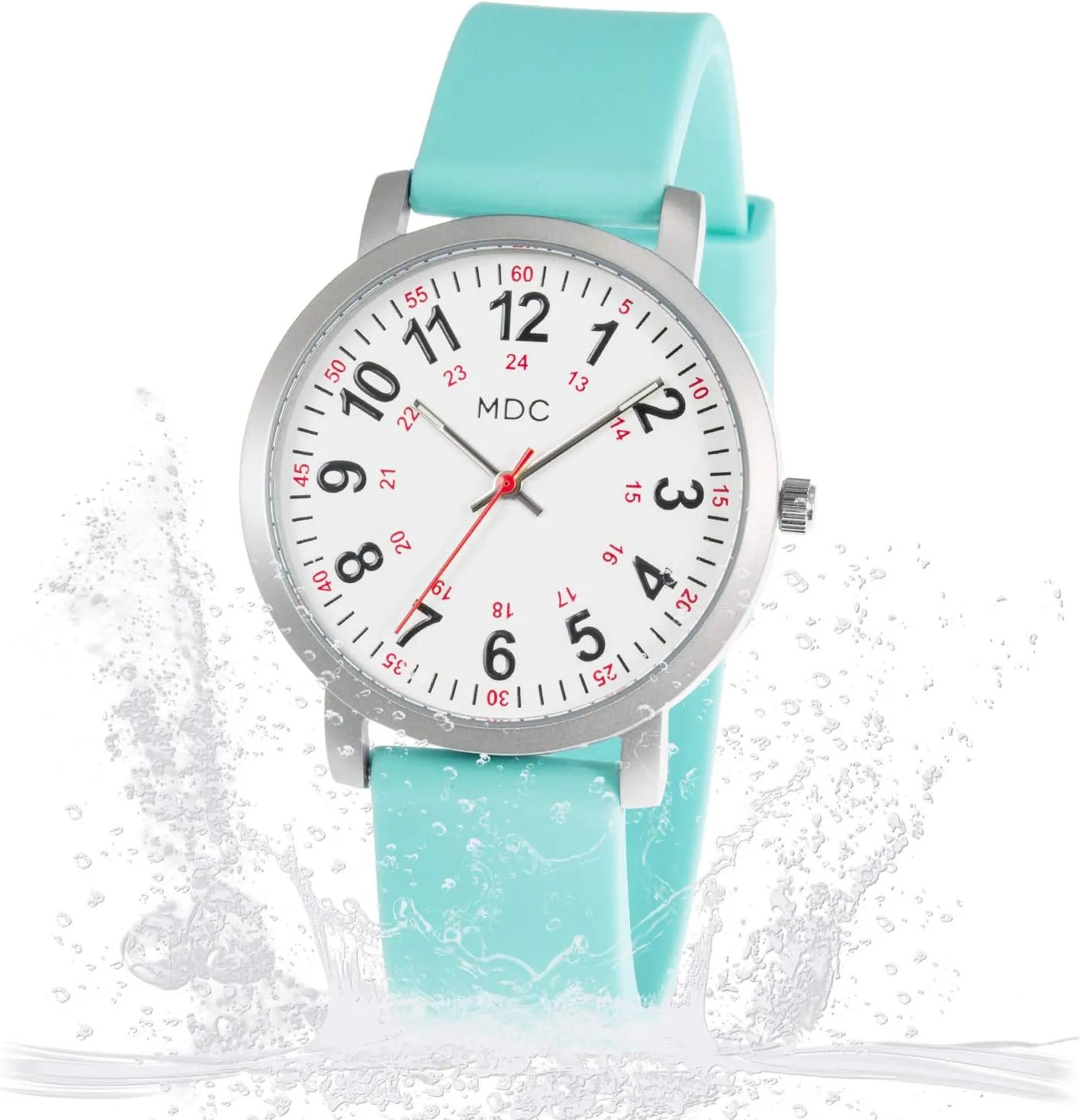 Infantry MDC 5ATM Waterpfoof Nurse Watch for Medical Students,Doctors,Nursing Watches for Women with Second Hand, Military Time, Silicone Band