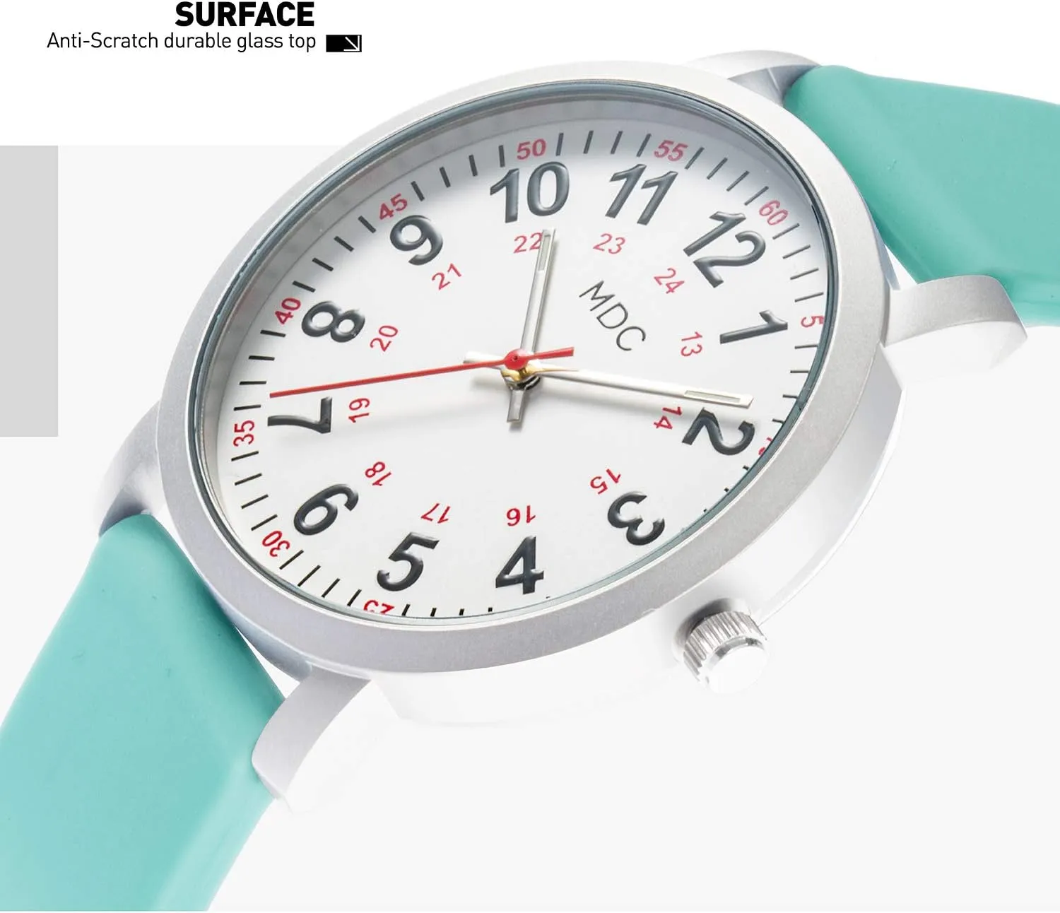 Infantry MDC 5ATM Waterpfoof Nurse Watch for Medical Students,Doctors,Nursing Watches for Women with Second Hand, Military Time, Silicone Band