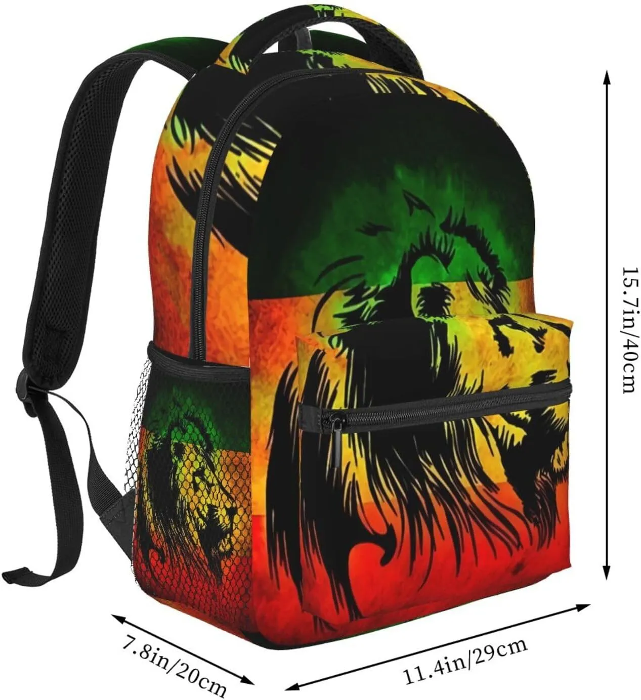 Jamaican Flag Rasta Reggae Judah Lion Backpack Double Shoulder Bag 15 Inch Laptop Bagpack for Hiking Work Camping Travel