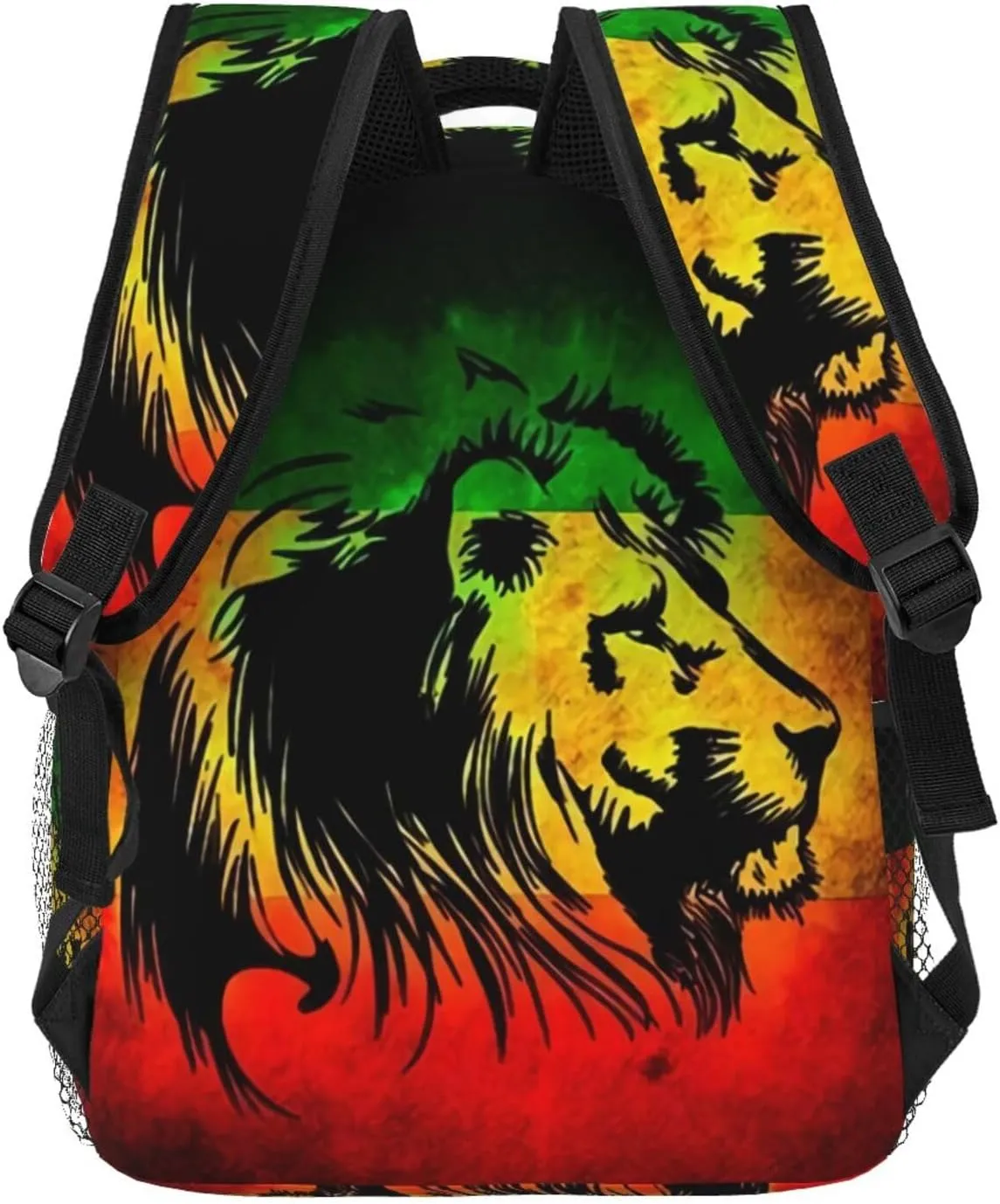 Jamaican Flag Rasta Reggae Judah Lion Backpack Double Shoulder Bag 15 Inch Laptop Bagpack for Hiking Work Camping Travel