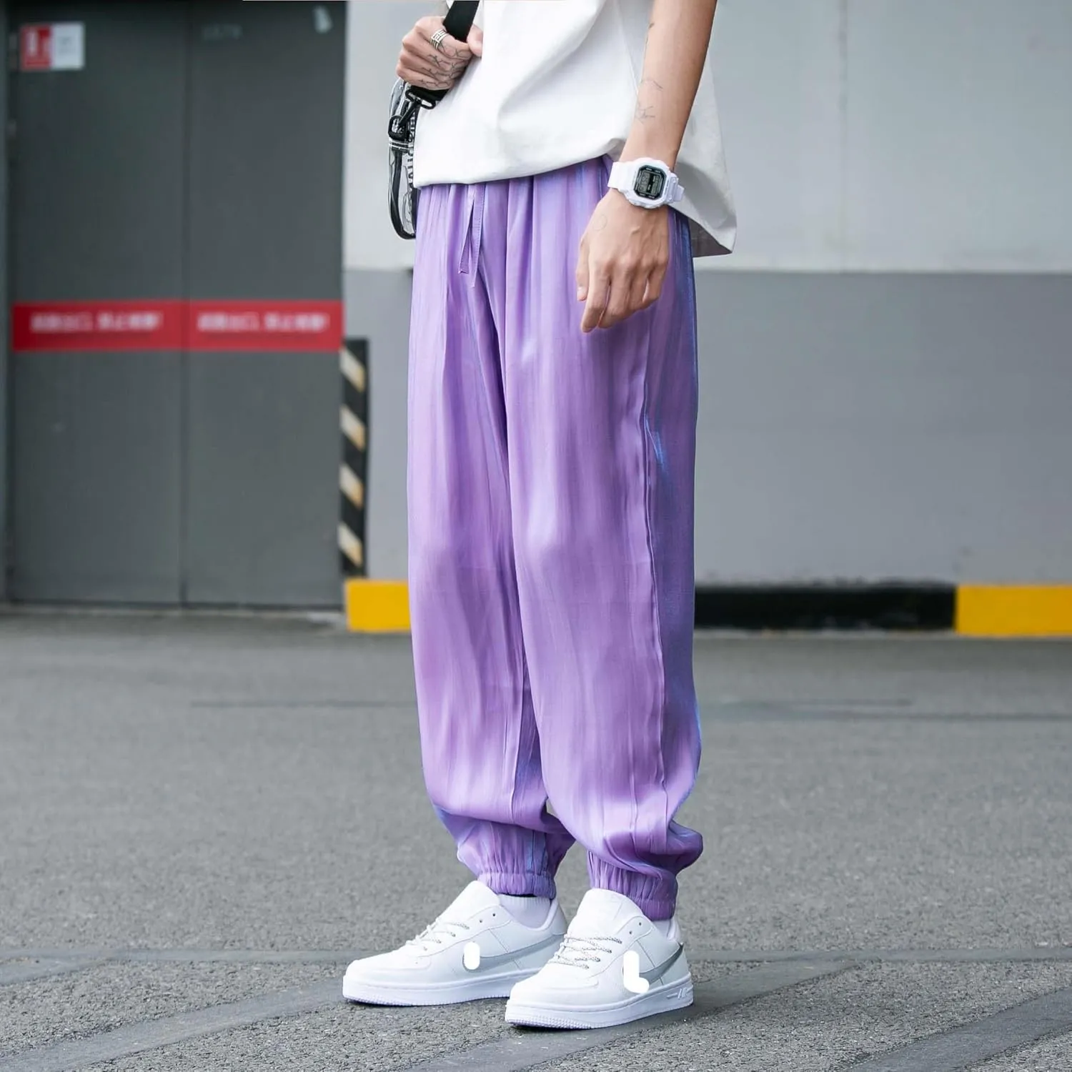 Joggers Men Harem Pants Solid Loose Hip Hop Man Sweatpants Streetwear Casual Pants Elastic Waist Male Trouser