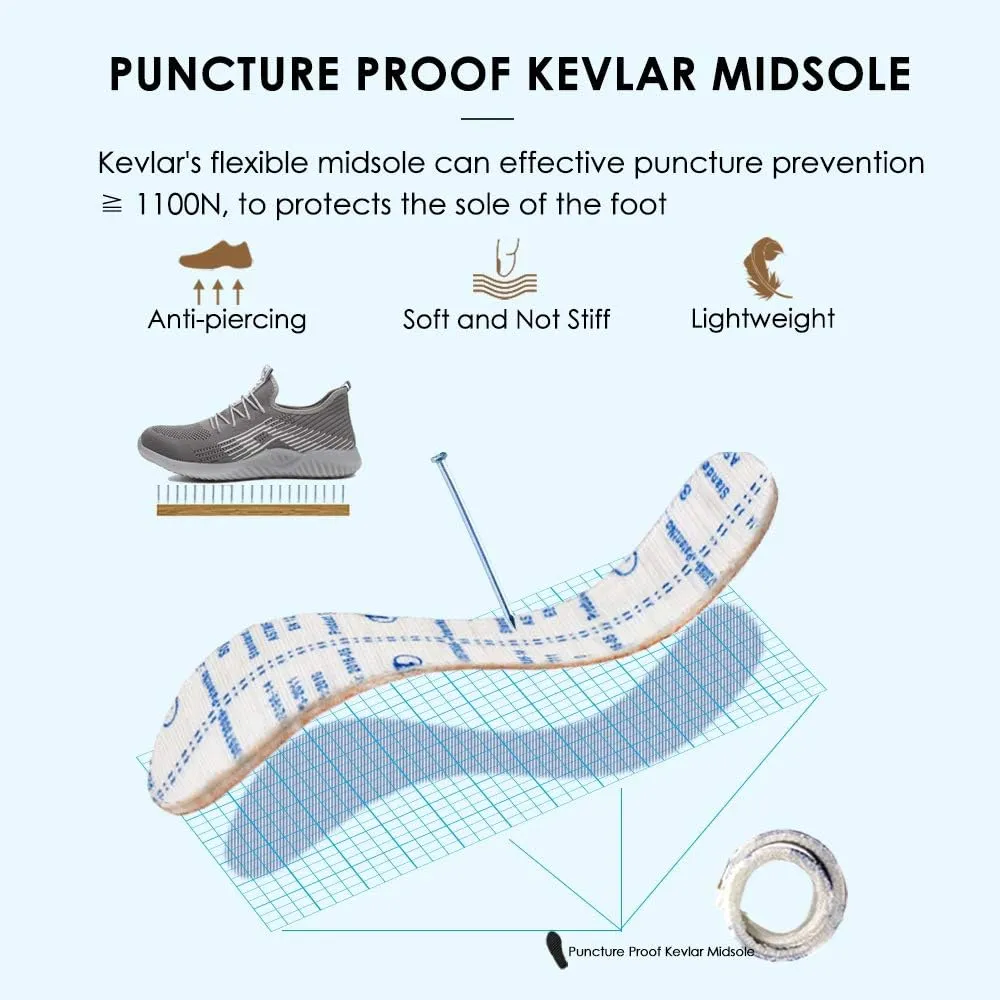 KINOW Men Steel Toe Safety Work Shoes Slip Resistant Construction Sneakers for Women