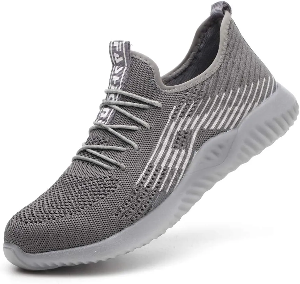KINOW Men Steel Toe Safety Work Shoes Slip Resistant Construction Sneakers for Women