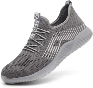 KINOW Men Steel Toe Safety Work Shoes Slip Resistant Construction Sneakers for Women