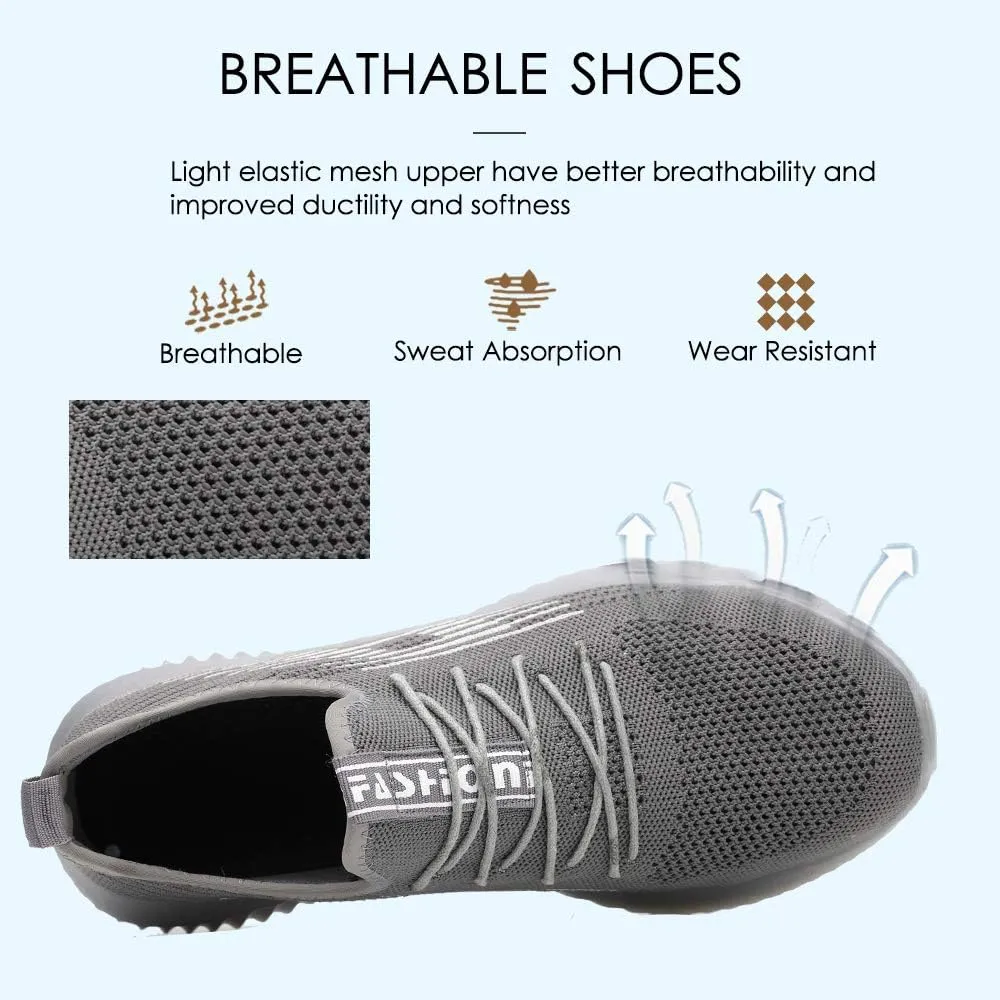 KINOW Men Steel Toe Safety Work Shoes Slip Resistant Construction Sneakers for Women