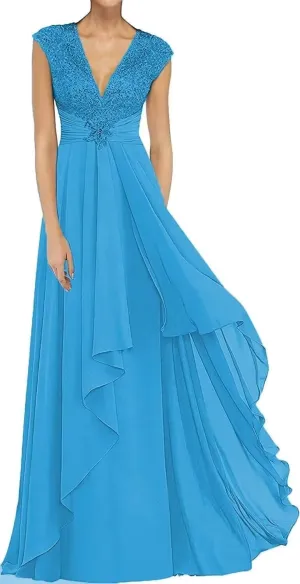 Laces V-Neck Mother of The Bride Dresses for Women Formal Wedding Guests A-line Mother of The Groom Gown