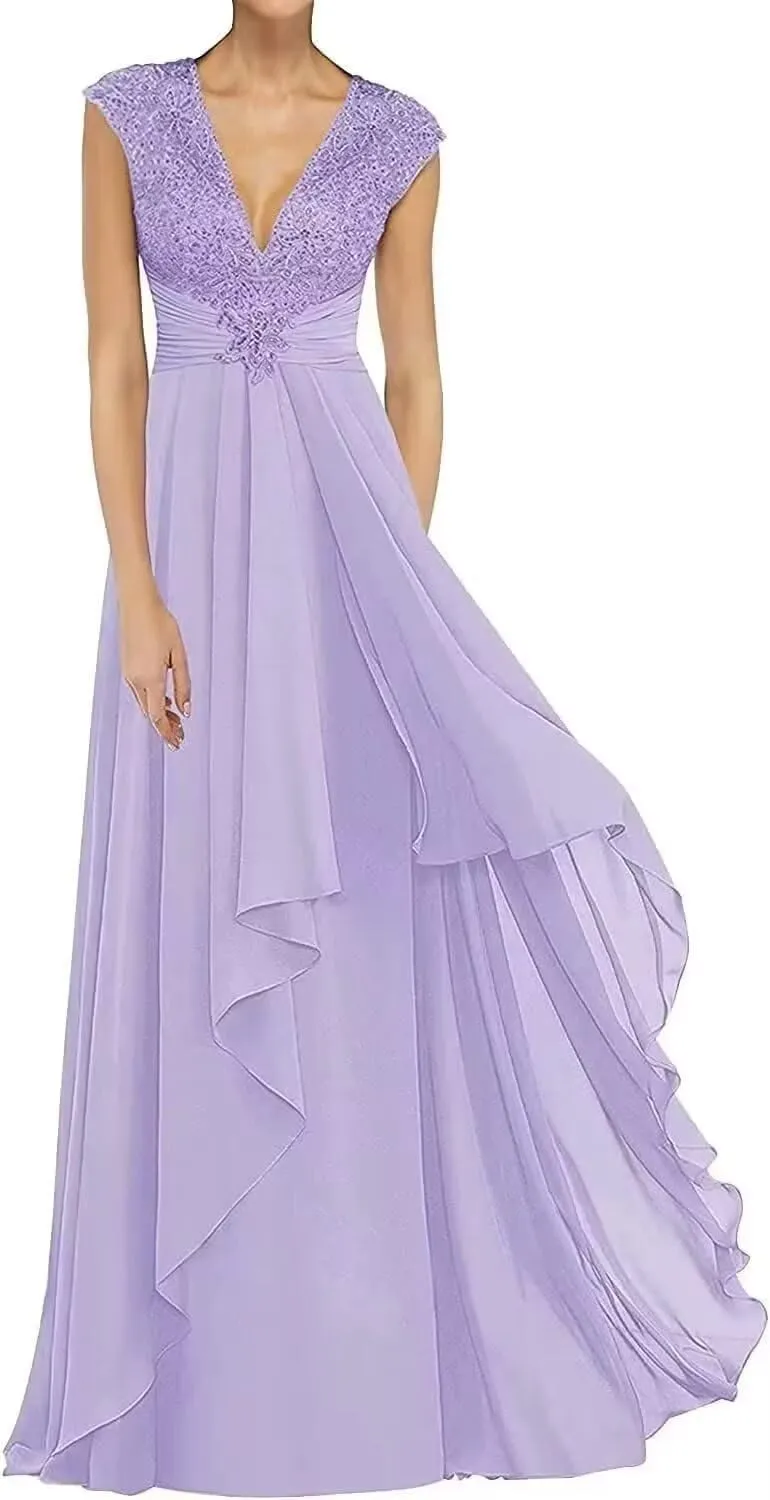 Laces V-Neck Mother of The Bride Dresses for Women Formal Wedding Guests A-line Mother of The Groom Gown