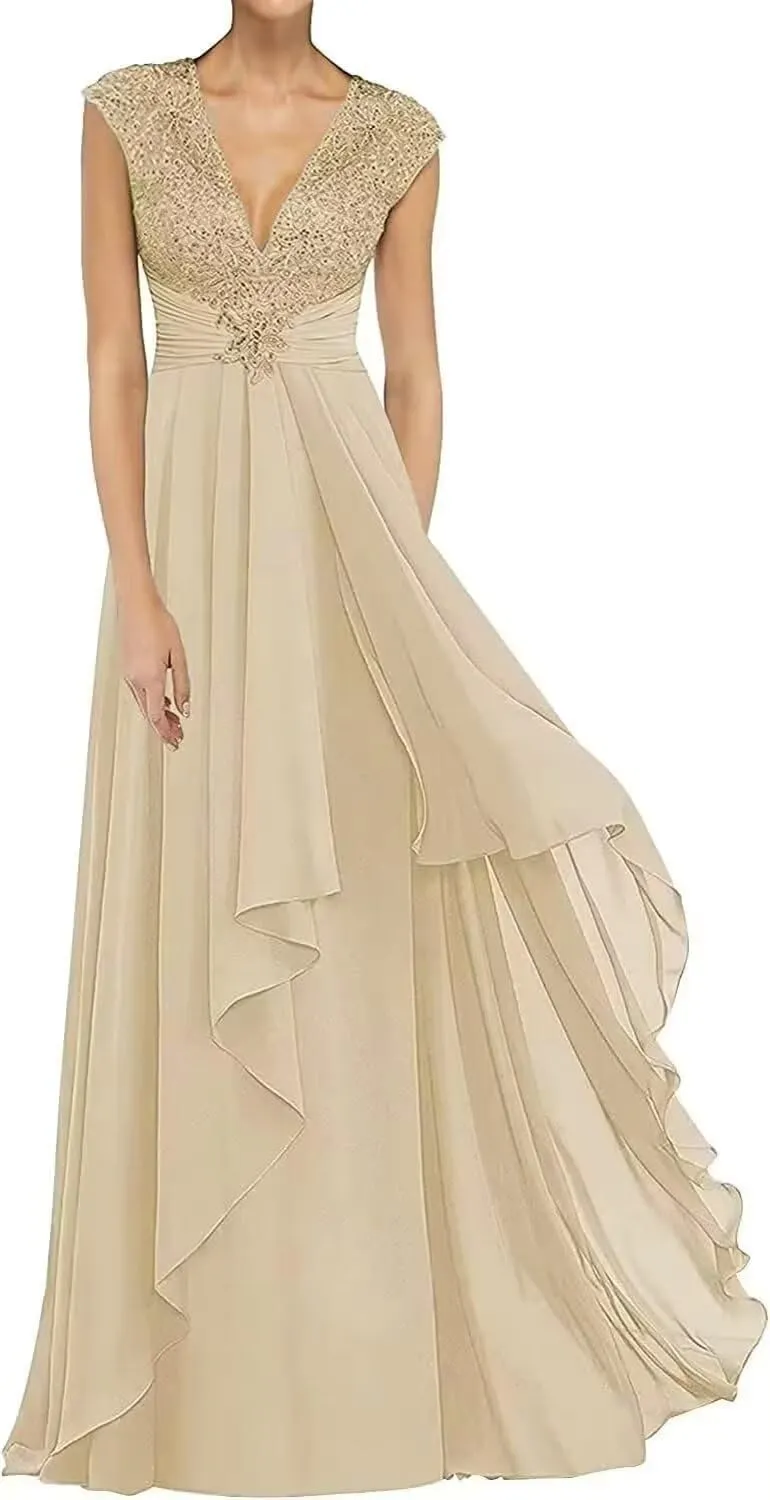 Laces V-Neck Mother of The Bride Dresses for Women Formal Wedding Guests A-line Mother of The Groom Gown