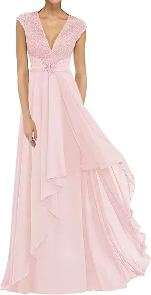 Laces V-Neck Mother of The Bride Dresses for Women Formal Wedding Guests A-line Mother of The Groom Gown