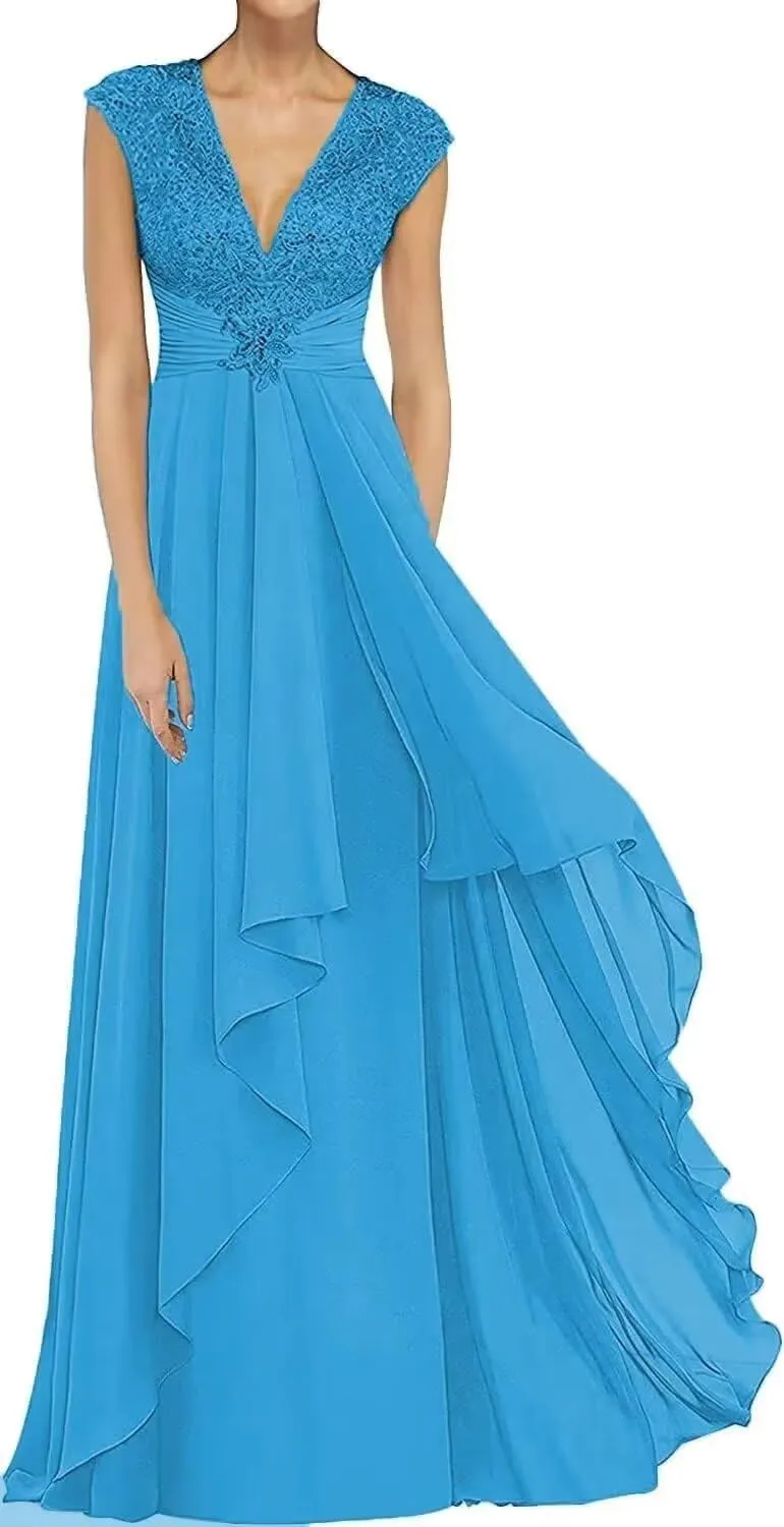 Laces V-Neck Mother of The Bride Dresses for Women Formal Wedding Guests A-line Mother of The Groom Gown