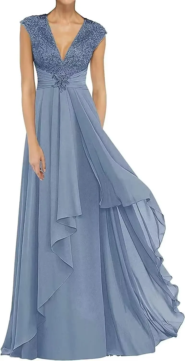 Laces V-Neck Mother of The Bride Dresses for Women Formal Wedding Guests A-line Mother of The Groom Gown