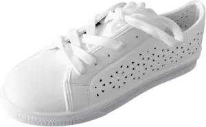 Ladies Fashion Solid Color Breathable Hollow Leather Lace Up Flat Bottomed Casual Shoes Casual Lace up Shoes for Women