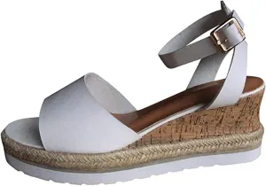 Ladmiple Wedge Sandals for Women Dressy Slip-On High Heel Sandal Summer Casual Beach Shoes Open Toe Espadrilles Platform