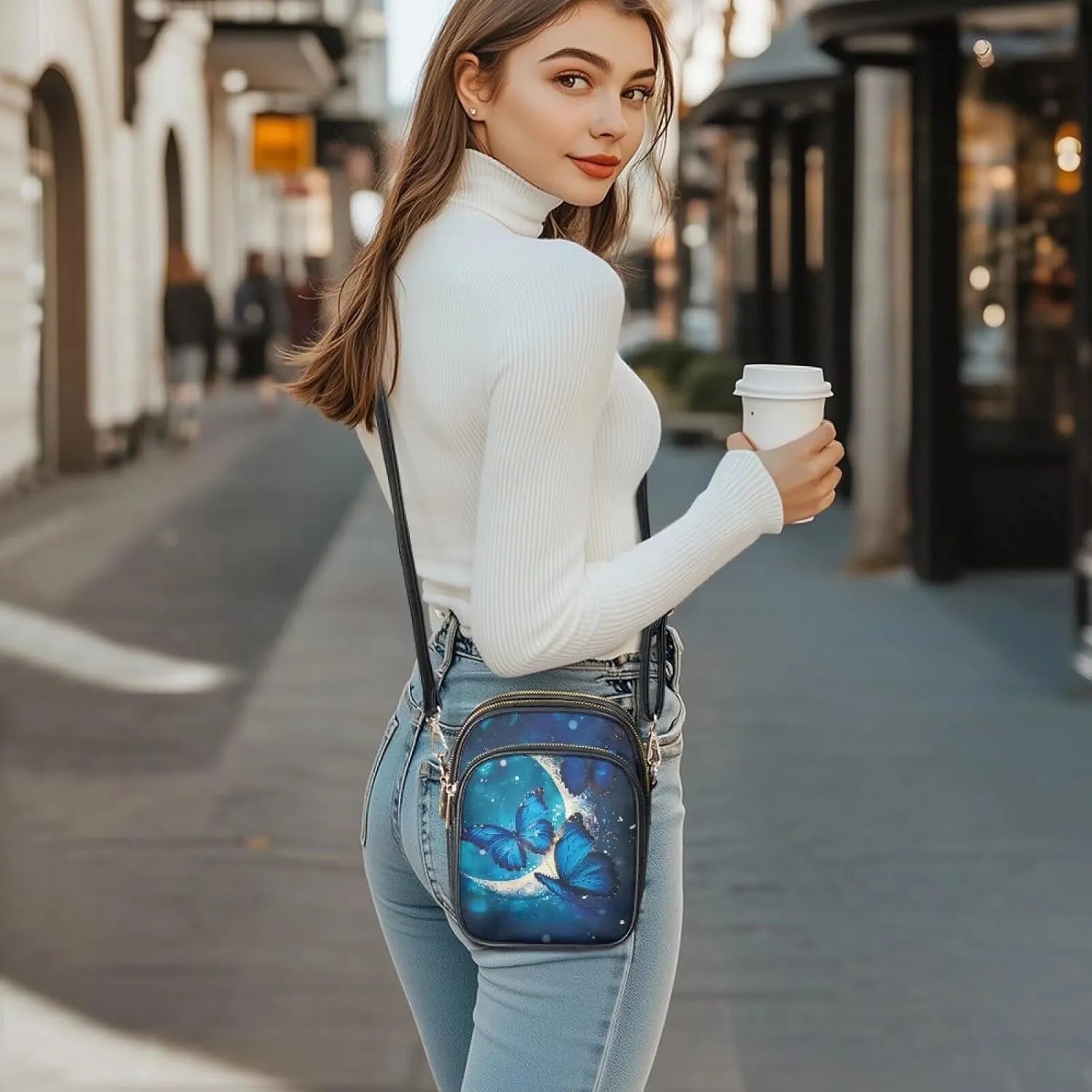 Leather Crossbody Bags for Women Crossbody Cell Phone Purse Wallet Sling Bag Shoulder Strap Lightweight Satchel