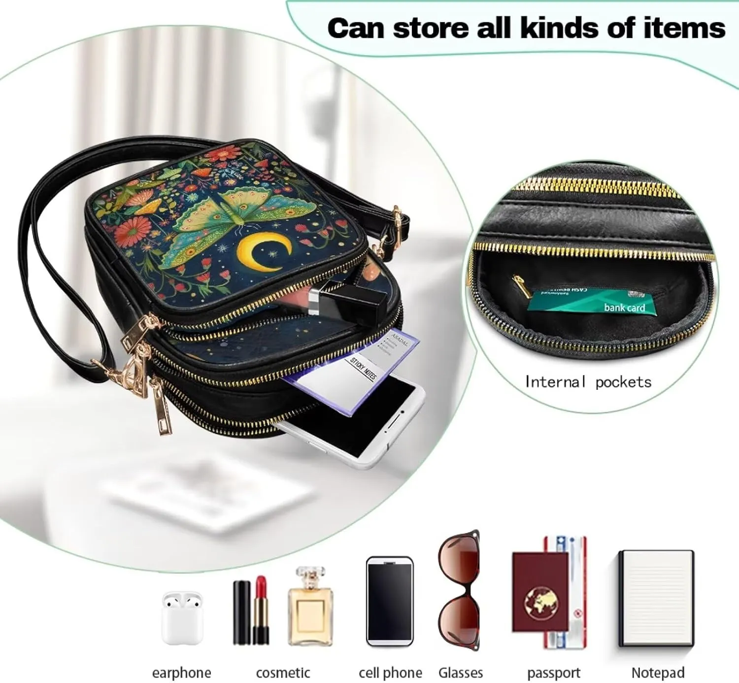 Leather Satchel Bags for Women Crossbody Mini Messenger Bag for Cell Phone Travel Outdoor Hiking