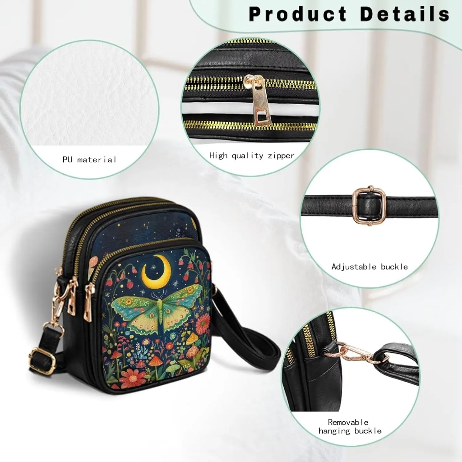 Leather Satchel Bags for Women Crossbody Mini Messenger Bag for Cell Phone Travel Outdoor Hiking