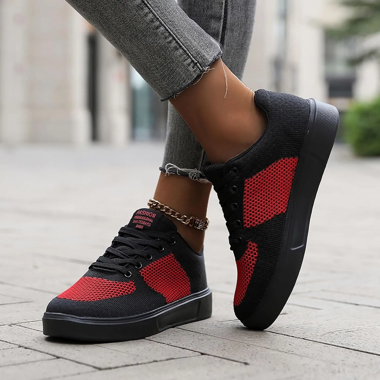 Leisure Couple Men Women Four Seasons Mesh Non Slip Flat Round Toe Breathable Lace Up Lazy Comfortable Slip Shoes