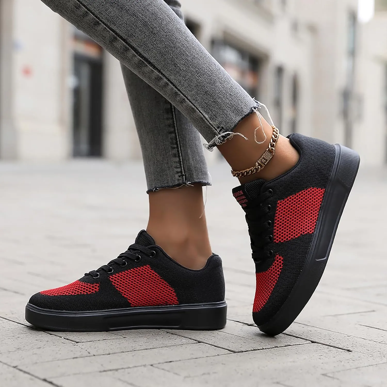 Leisure Couple Men Women Four Seasons Mesh Non Slip Flat Round Toe Breathable Lace Up Lazy Comfortable Slip Shoes