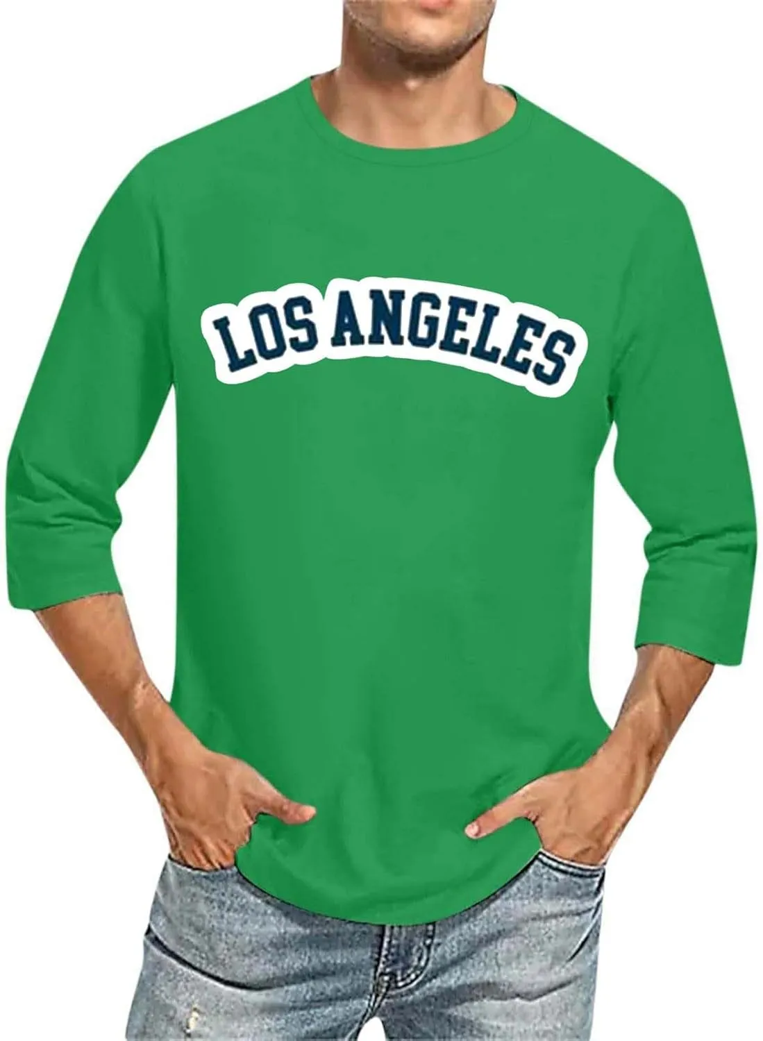 Los Angeles Shirt for Men Lightweight Casual Summer Beach Shirts Crewneck Bracelet Sleeve Loose Fit Letter Printed Basic Tops