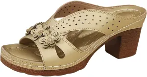 Low Chunky Platform Heels Slip On Dressy Summer Comfortable Slides Sandals Lightweight Memory Foam Platform Shoes Open Toe Block Heel Sandals