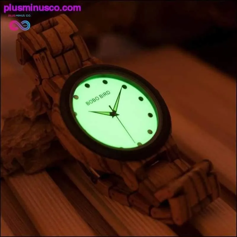 Luminous Dial Zebra Ebony Wood Watch with Strap