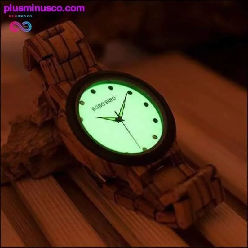 Luminous Dial Zebra Ebony Wood Watch with Strap
