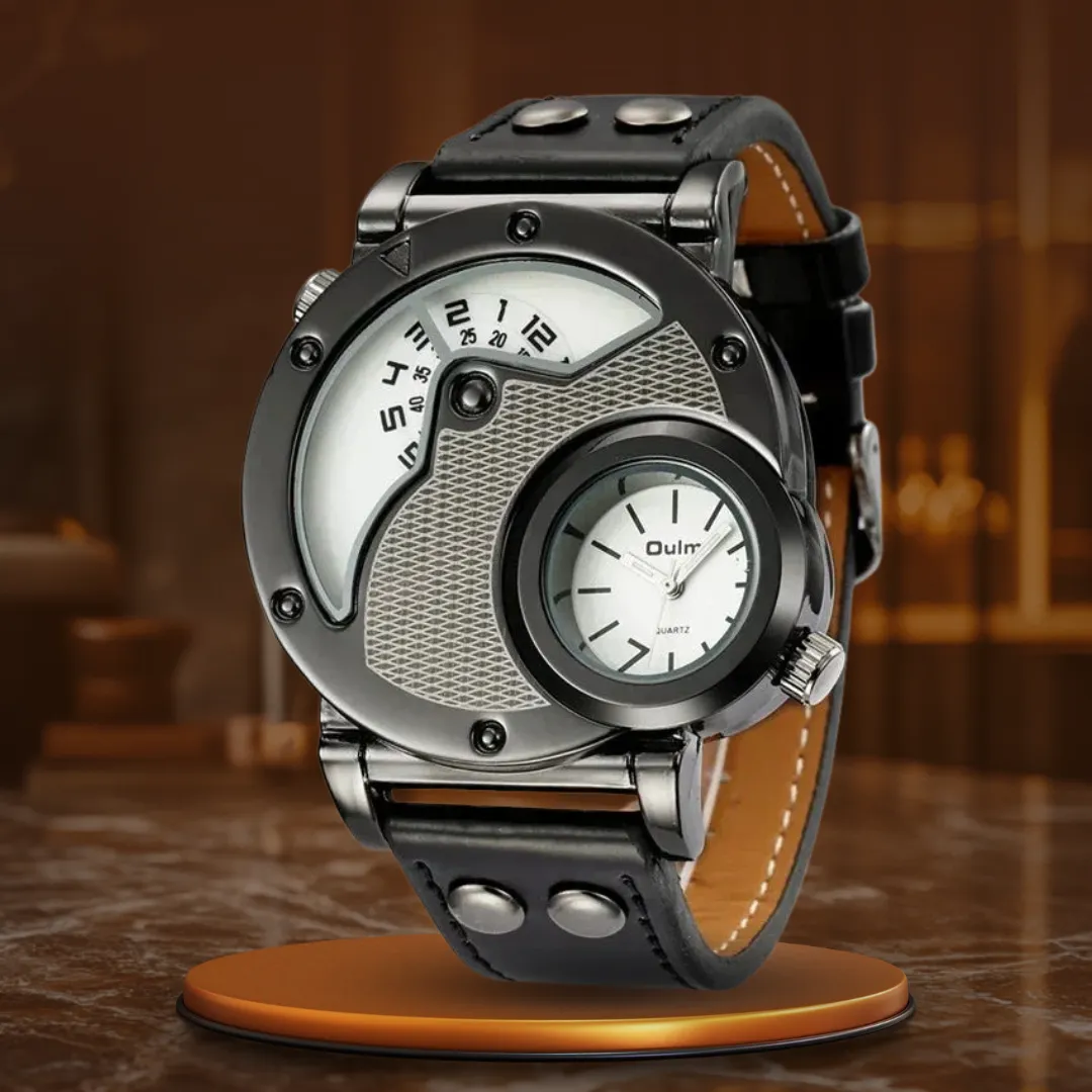 Luxury Quartz Watch with Dual Time Zone
