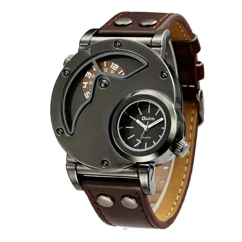 Luxury Quartz Watch with Dual Time Zone