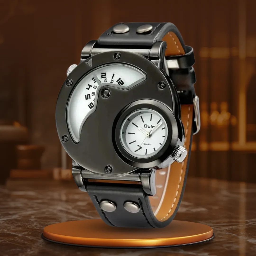 Luxury Quartz Watch with Dual Time Zone