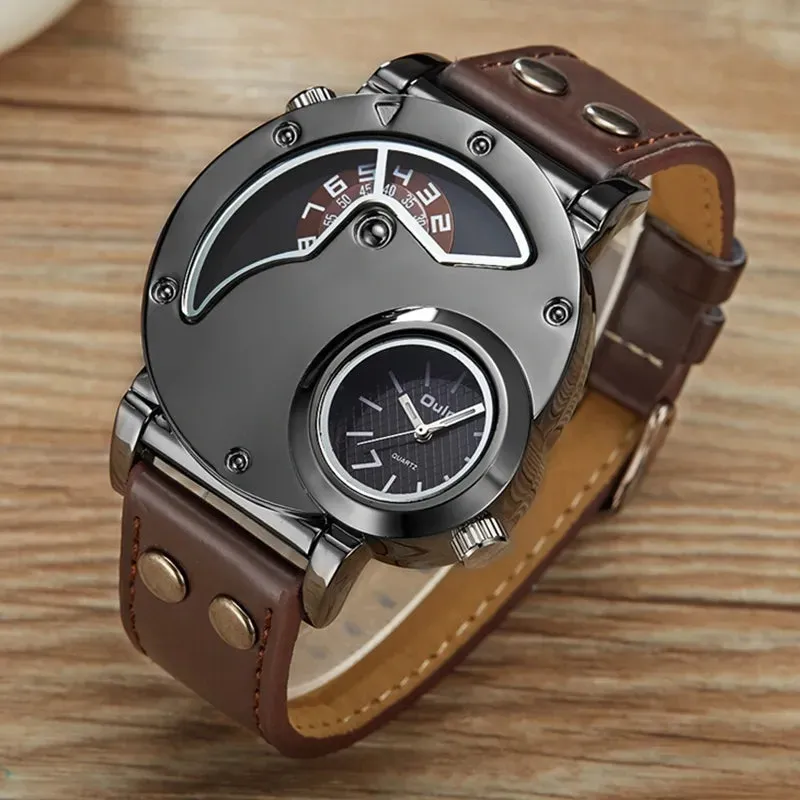 Luxury Quartz Watch with Dual Time Zone