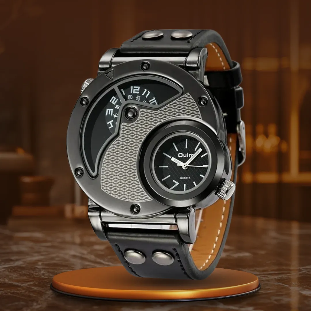 Luxury Quartz Watch with Dual Time Zone