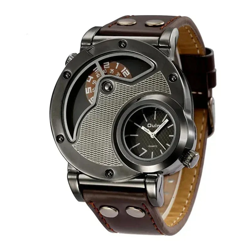 Luxury Quartz Watch with Dual Time Zone