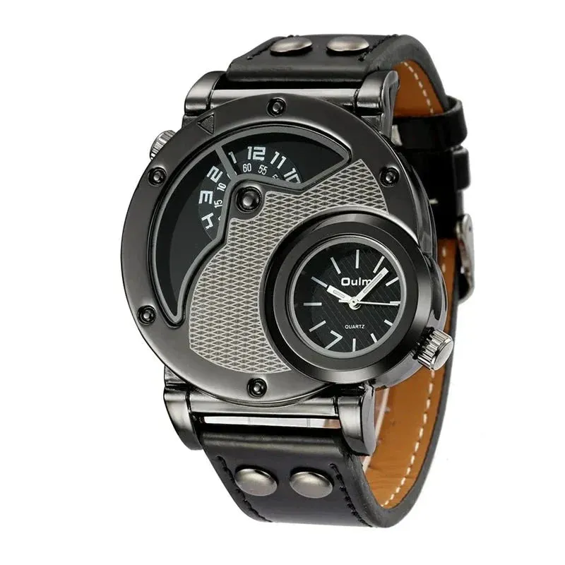 Luxury Quartz Watch with Dual Time Zone