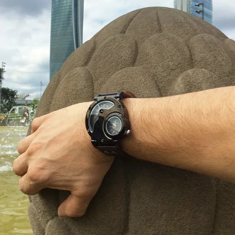 Luxury Quartz Watch with Dual Time Zone