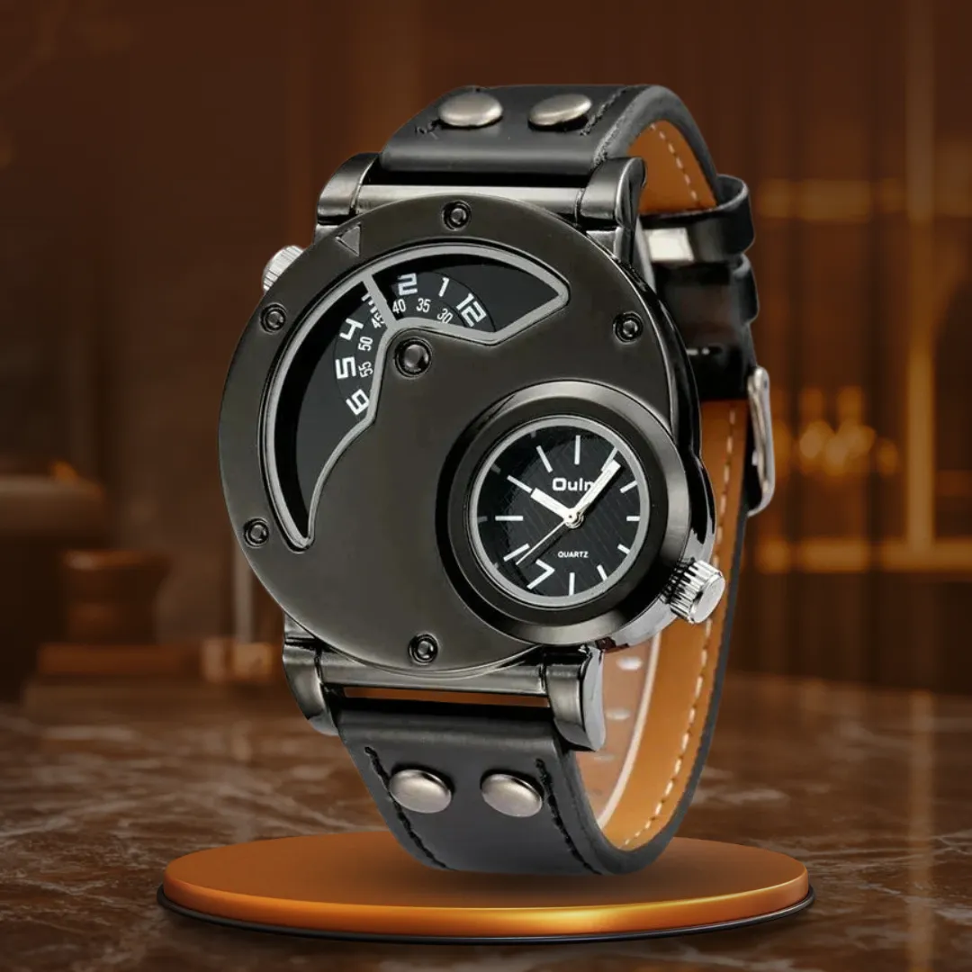 Luxury Quartz Watch with Dual Time Zone