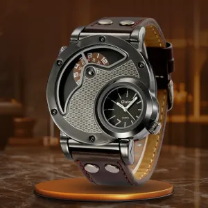 Luxury Quartz Watch with Dual Time Zone