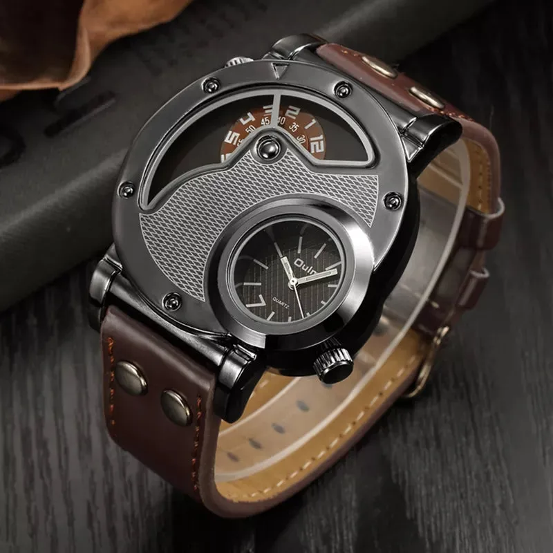 Luxury Quartz Watch with Dual Time Zone