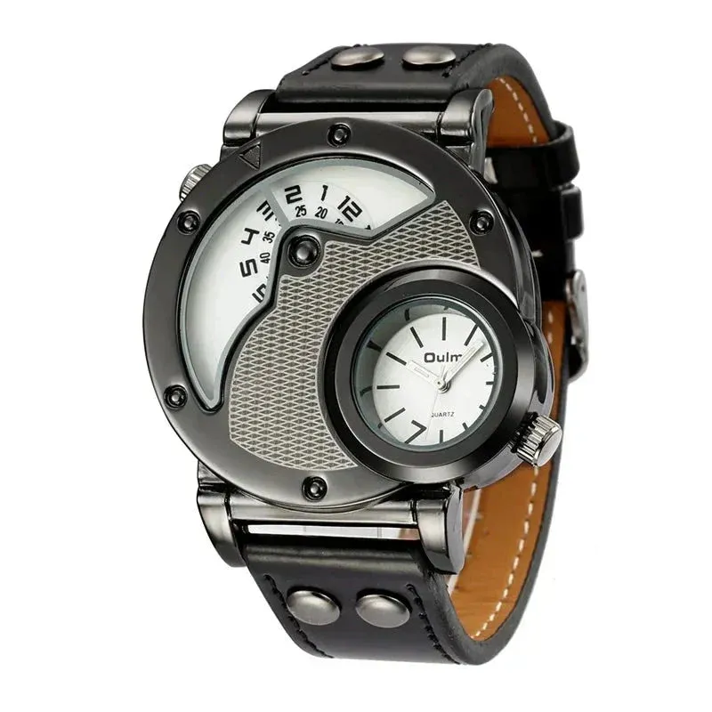 Luxury Quartz Watch with Dual Time Zone
