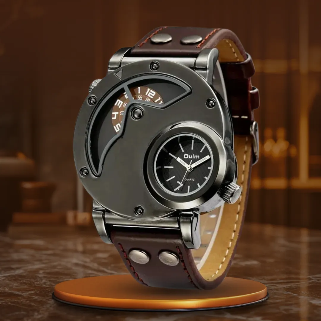Luxury Quartz Watch with Dual Time Zone