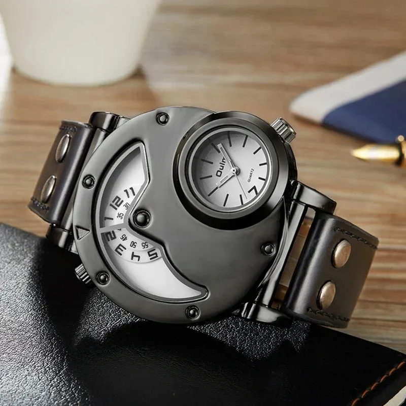 Luxury Quartz Watch with Dual Time Zone