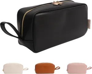 Makeup Bag with Handle, Large Capacity Cosmetic Bag,Water Resistent Make up Bag,Toiletry Zipper Pouch,Tech Bag,Electronic Organizer Travel Case,Storage Pouches for Organization Black