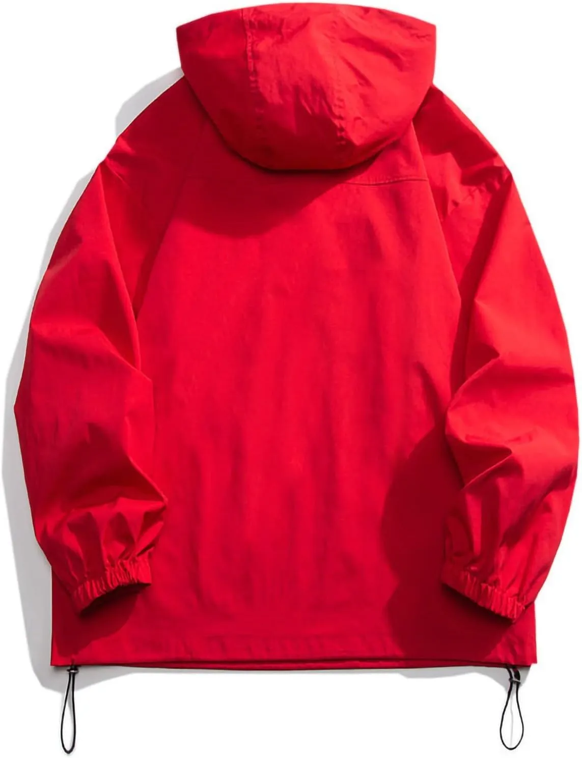 Men's 1/4 Zip Jacket Coat Waterproof Drawstring Hooded Windbreaker Lightweight Long Sleeve Outdoor Sports Jacket
