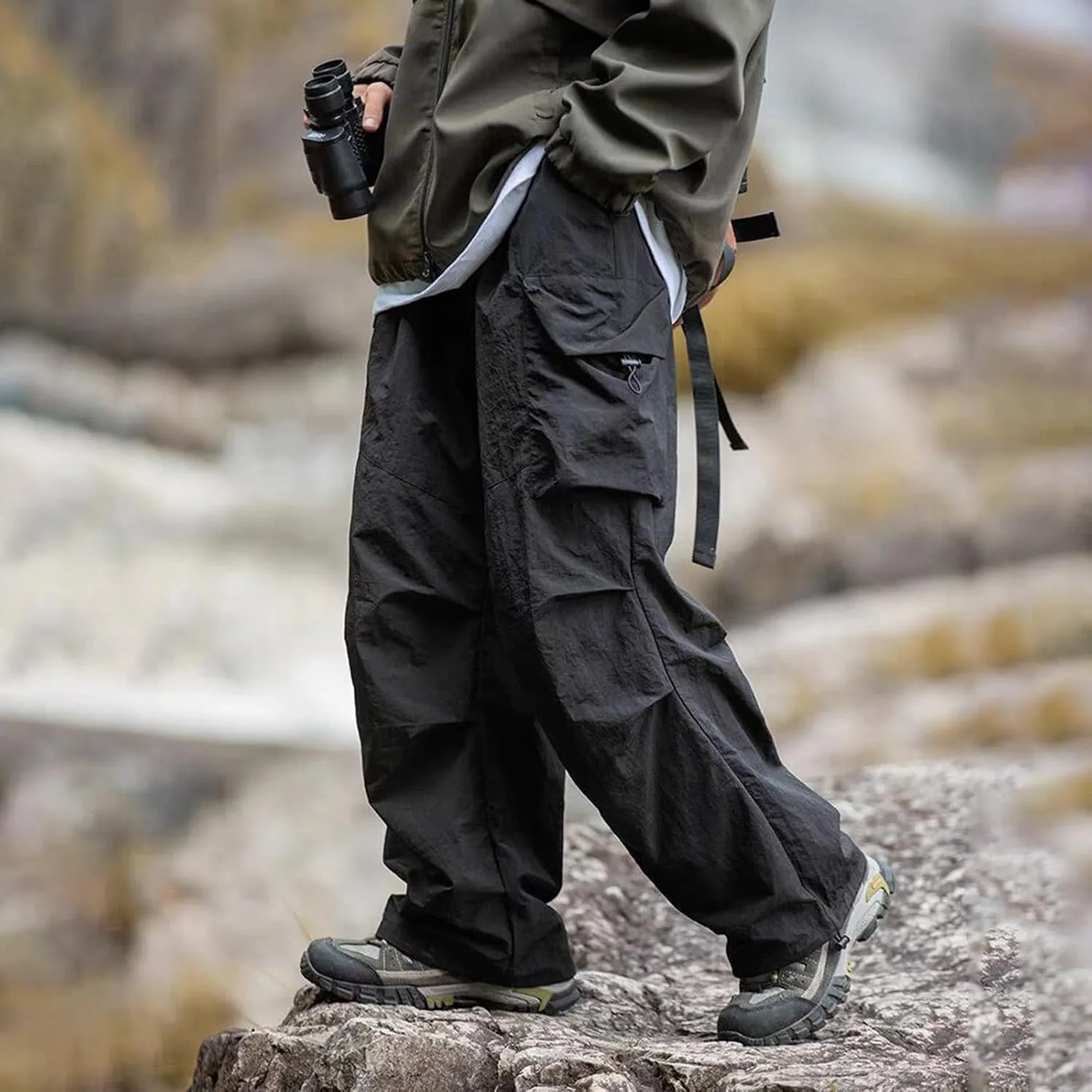 Men's Casual Loose Cargo Pants Multi-Pocket Lightweight Straight Pants