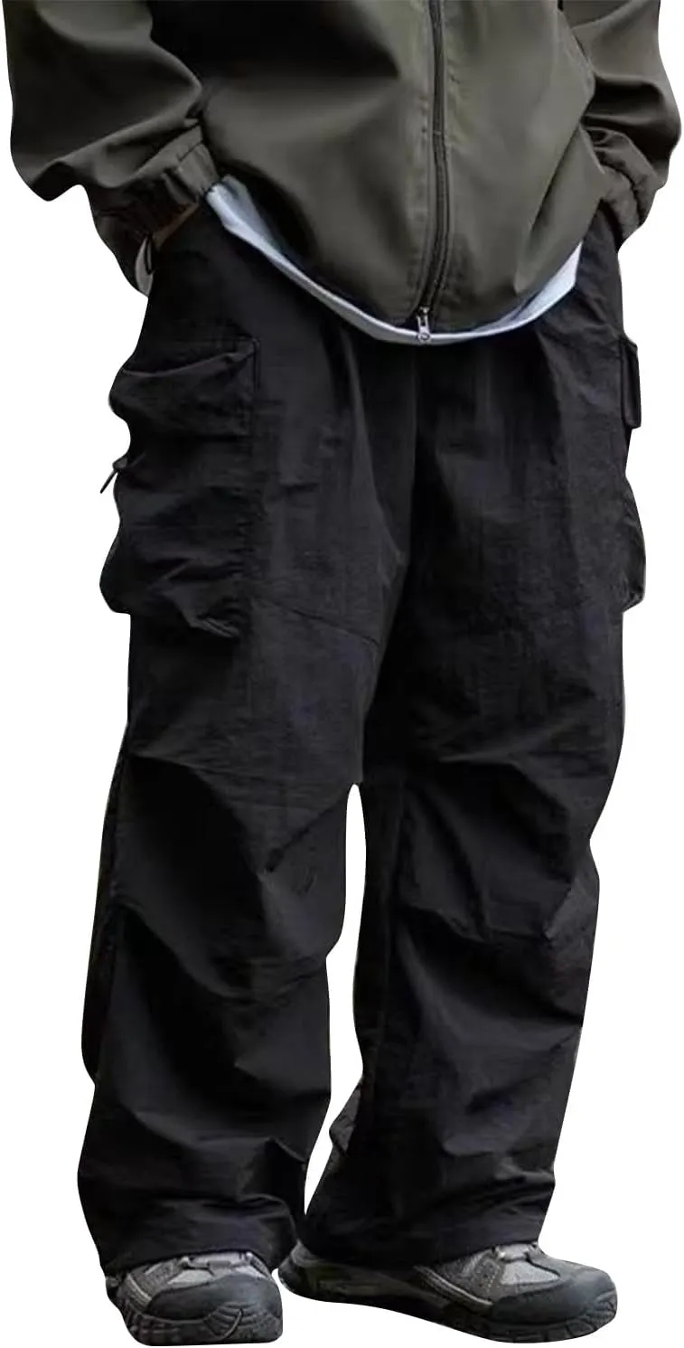 Men's Casual Loose Cargo Pants Multi-Pocket Lightweight Straight Pants