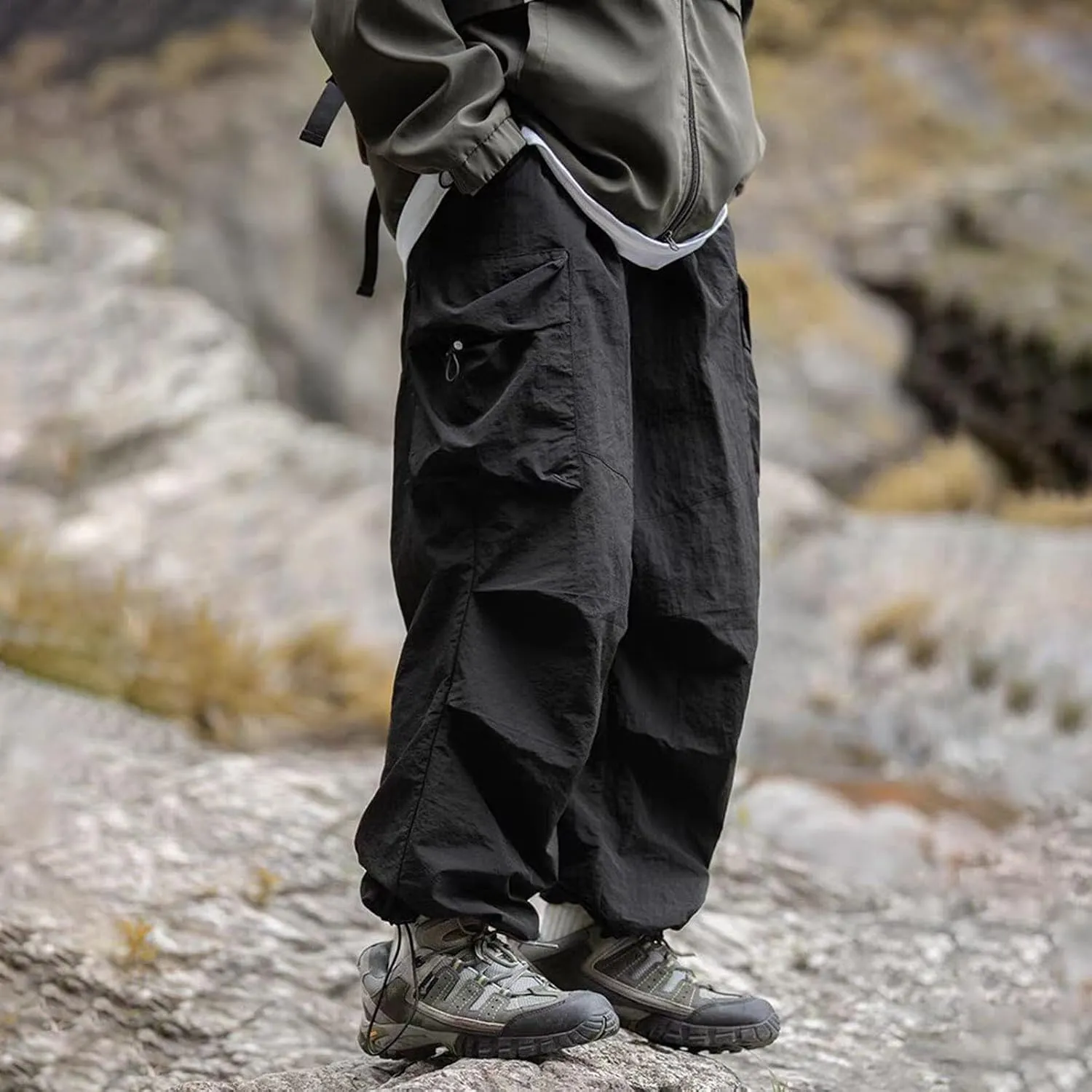 Men's Casual Loose Cargo Pants Multi-Pocket Lightweight Straight Pants