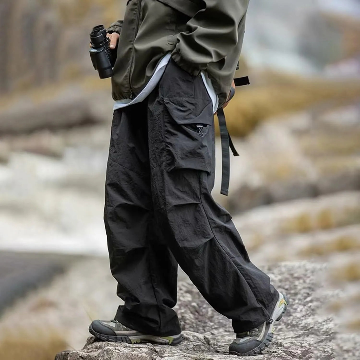 Men's Casual Loose Cargo Pants Multi-Pocket Lightweight Straight Pants